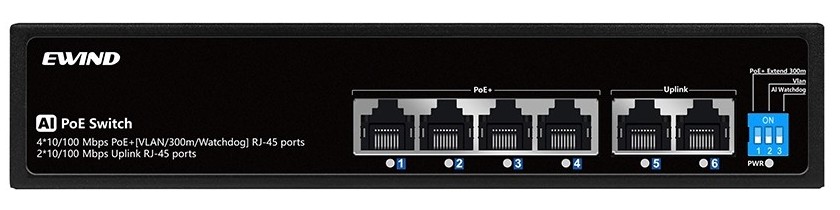 EWIND 6 Ports 10/100 Mbps PoE Switch with AI Extend
